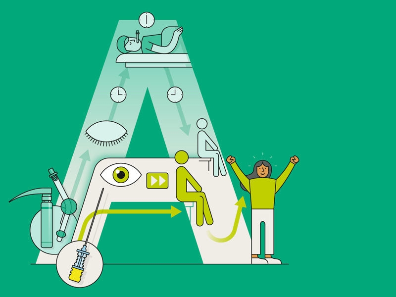 A letter A formed by various medical devices