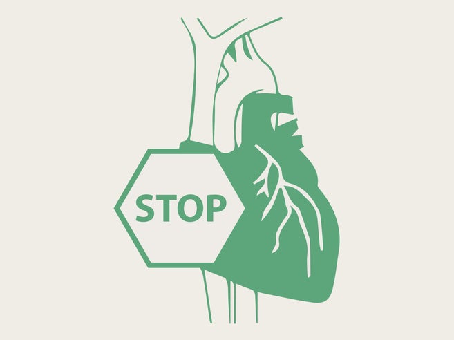 Icon of a heart with a stop sign 