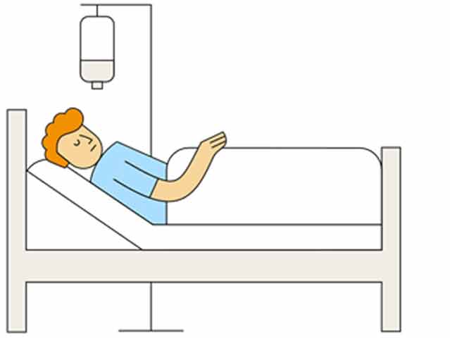 Graphic - patient lying in bed with the drop of medications